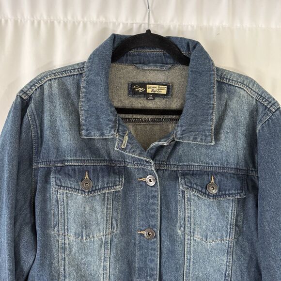 Suzanne Betro Denim Jack Women's 3X Medium Wash Blue Button Up Cotton Blend - Picture 2 of 10
